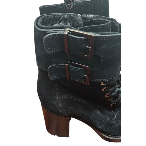 AQUATALIA Suede Lace-Up Buckle Platform Ankle Boots 6 - Picture 4 of 16